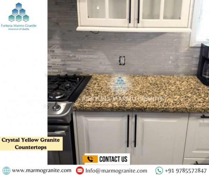 Crystal Yellow Granite Supplier Countertops & Step Risers: Durable