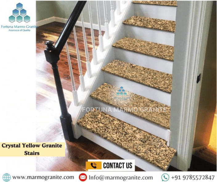 Crystal Yellow Granite Supplier Countertops & Step Risers: Durable