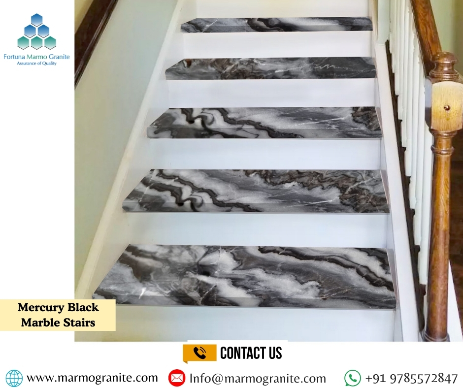 Mercury Black Marble Stairs