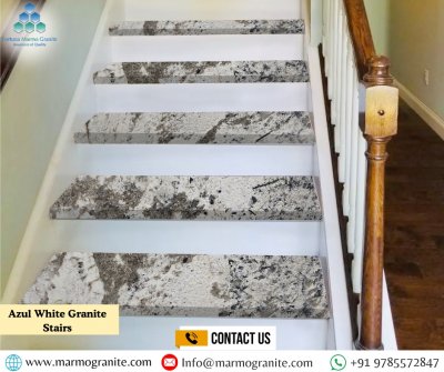 Azul White Granite Stairs Colonial White Granite Countertops