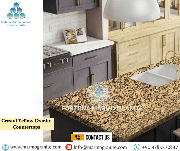 Crystal Yellow Granite Supplier Countertops & Step Risers: Durable