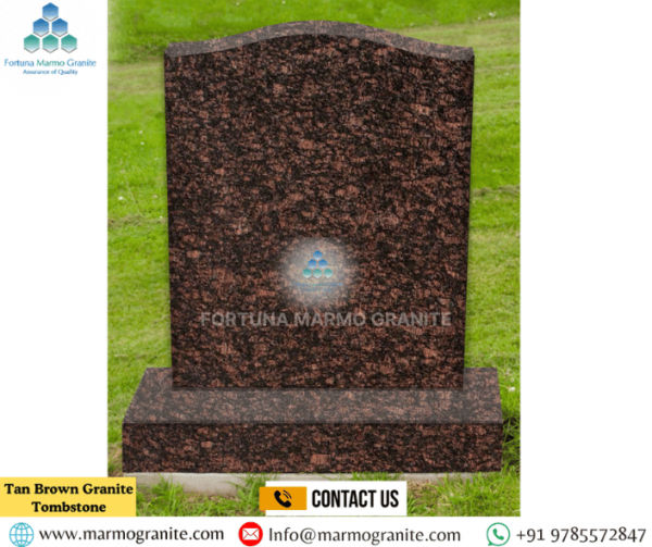 Tan Brown Granite Tombstone