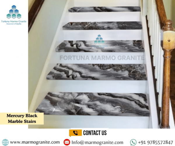 Mercury Black Marble Stairs