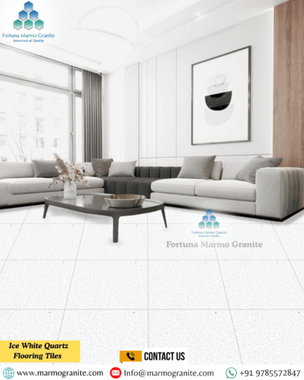 Ice White Quartz Flooring Tiles 