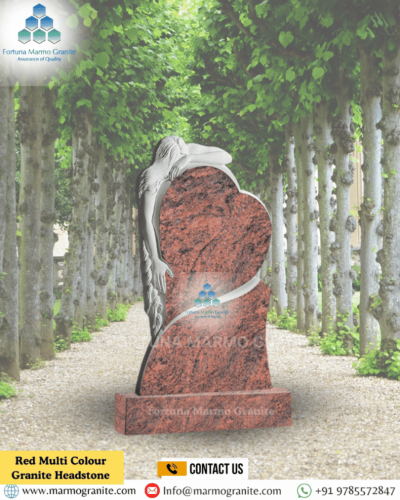 Red Multi Colour Granite Headstone