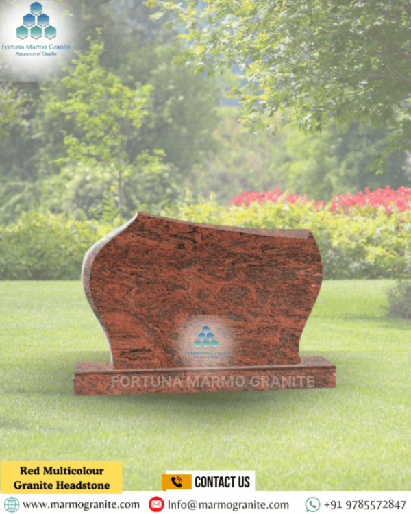 Red Multicolour Granite Headstone