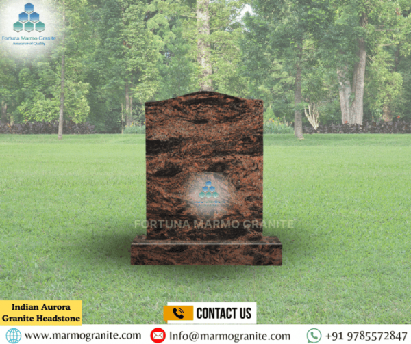 Indian Aurora Granite Headstone
