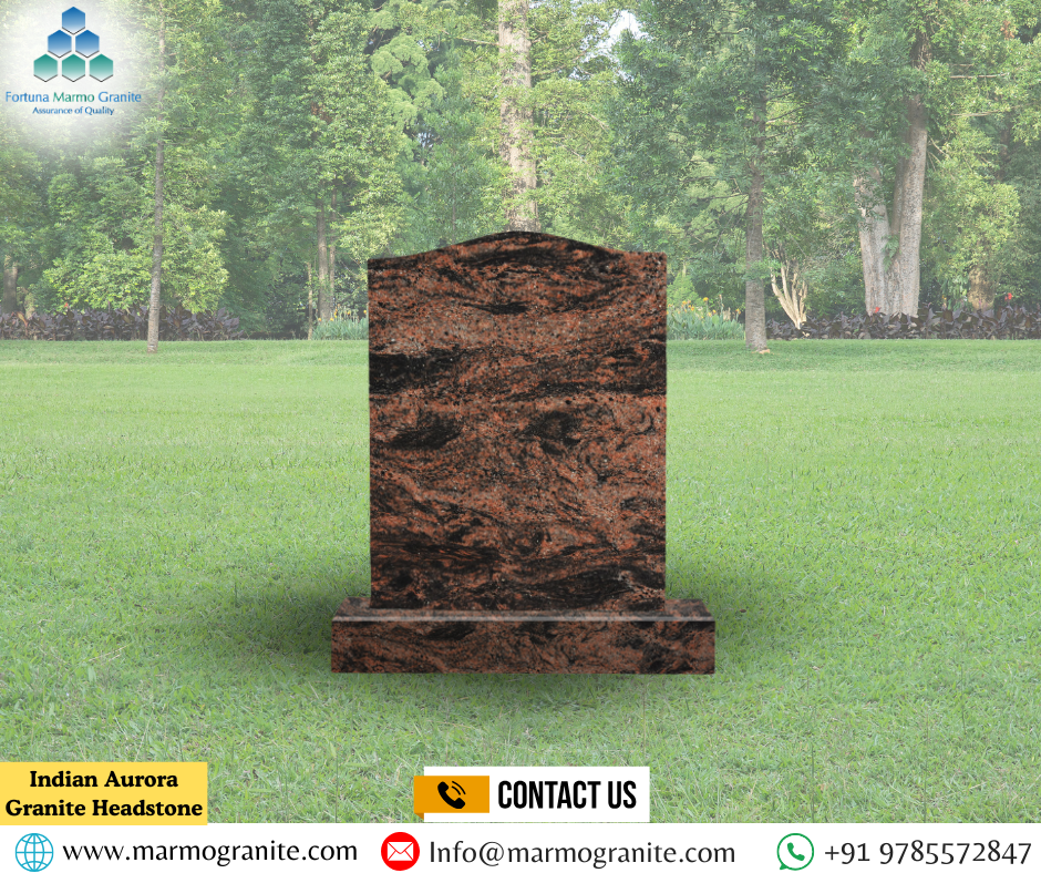 Indian Aurora Granite Headstone