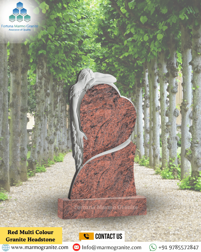 Red Multi Colour Granite Headstone