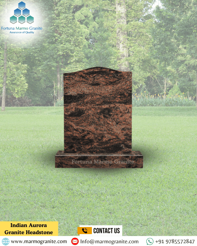 Indian Aurora Granite Headstone
