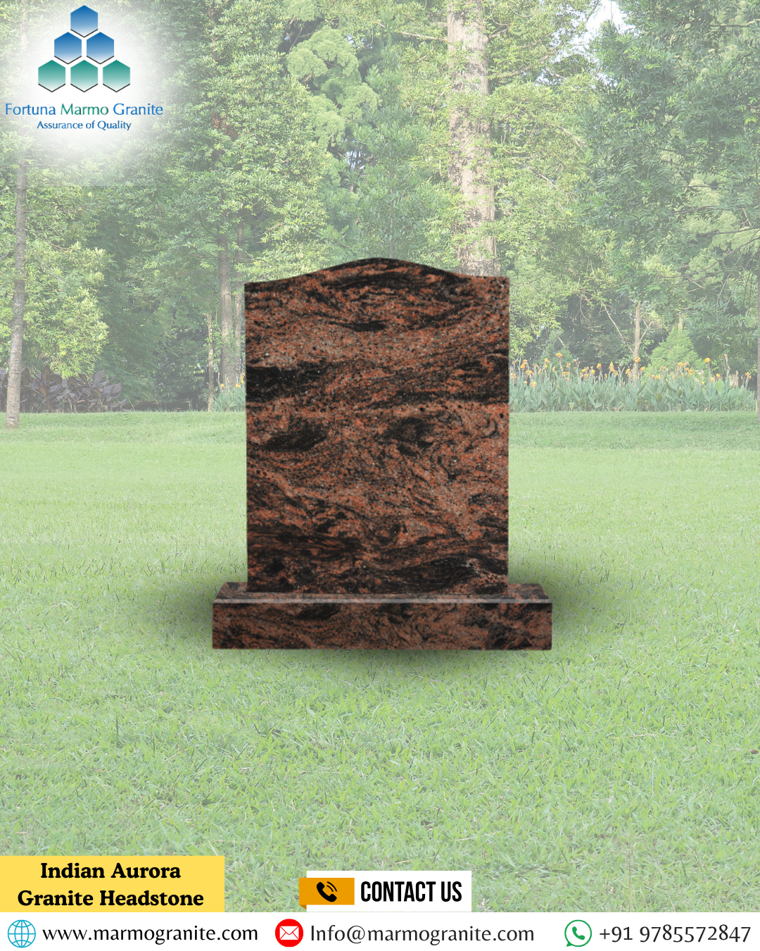 Indian Aurora Granite Headstone