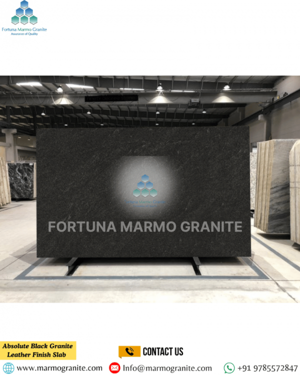 Absolute Black Granite Leather Finish Slab
