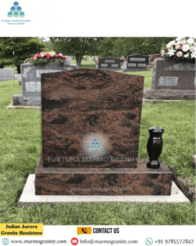Indian Aurora Granite Headstone