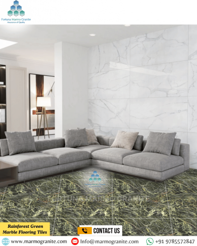 Rainforest Green Marble Flooring Tiles 