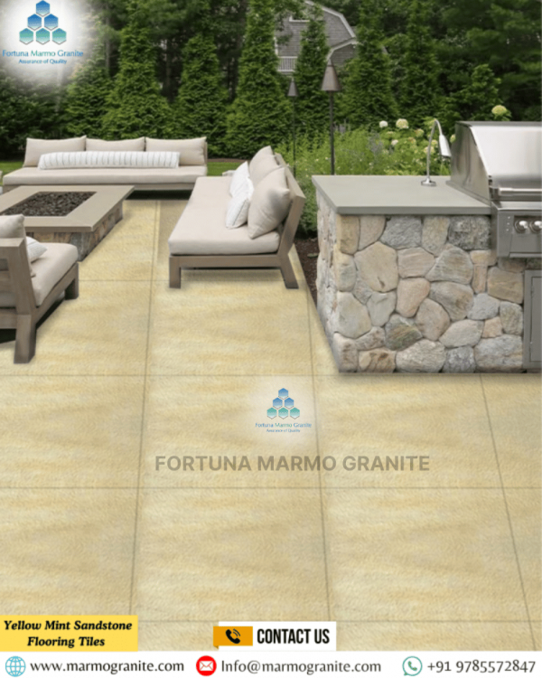Yellow Mint Sandstone Flooring Tiles 