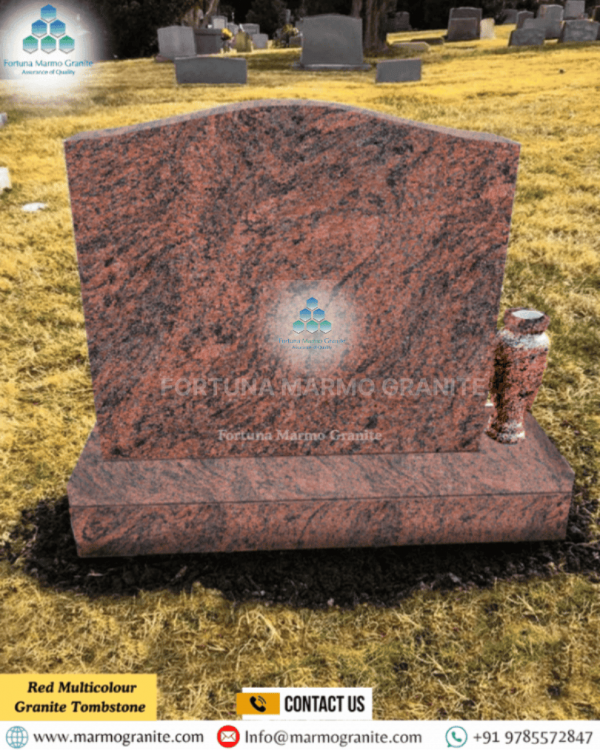 Red Multicolour Granite Tombstone 