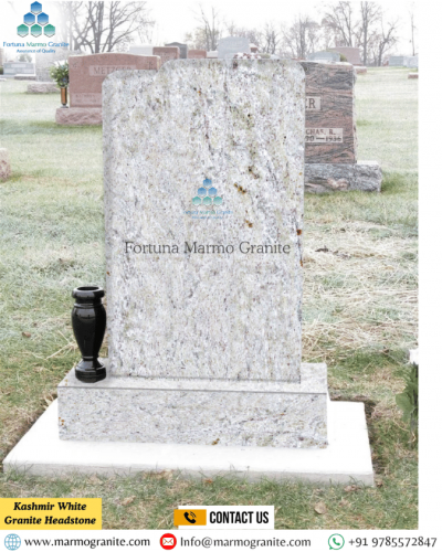 Kashmir White Granite Headstone