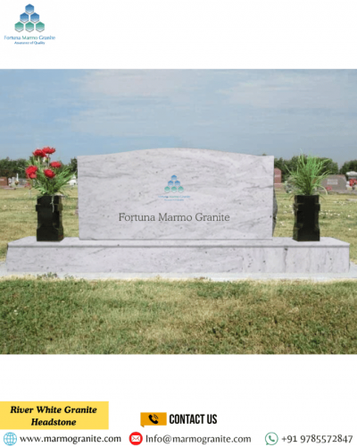 River White Granite Headstone