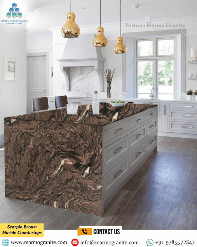 Scorpio Brown Marble Countertops