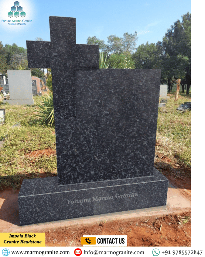 Impala Black Granite Headstone