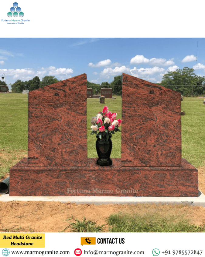 Red Multi Granite Headstone 