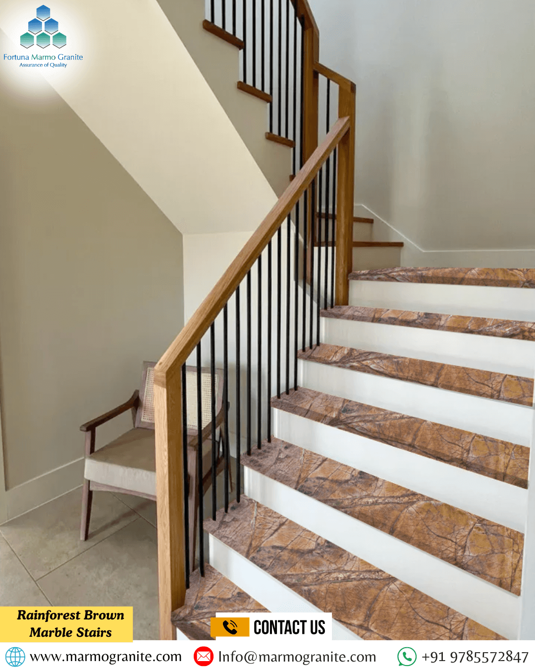Rainforest Brown Marble Stairs