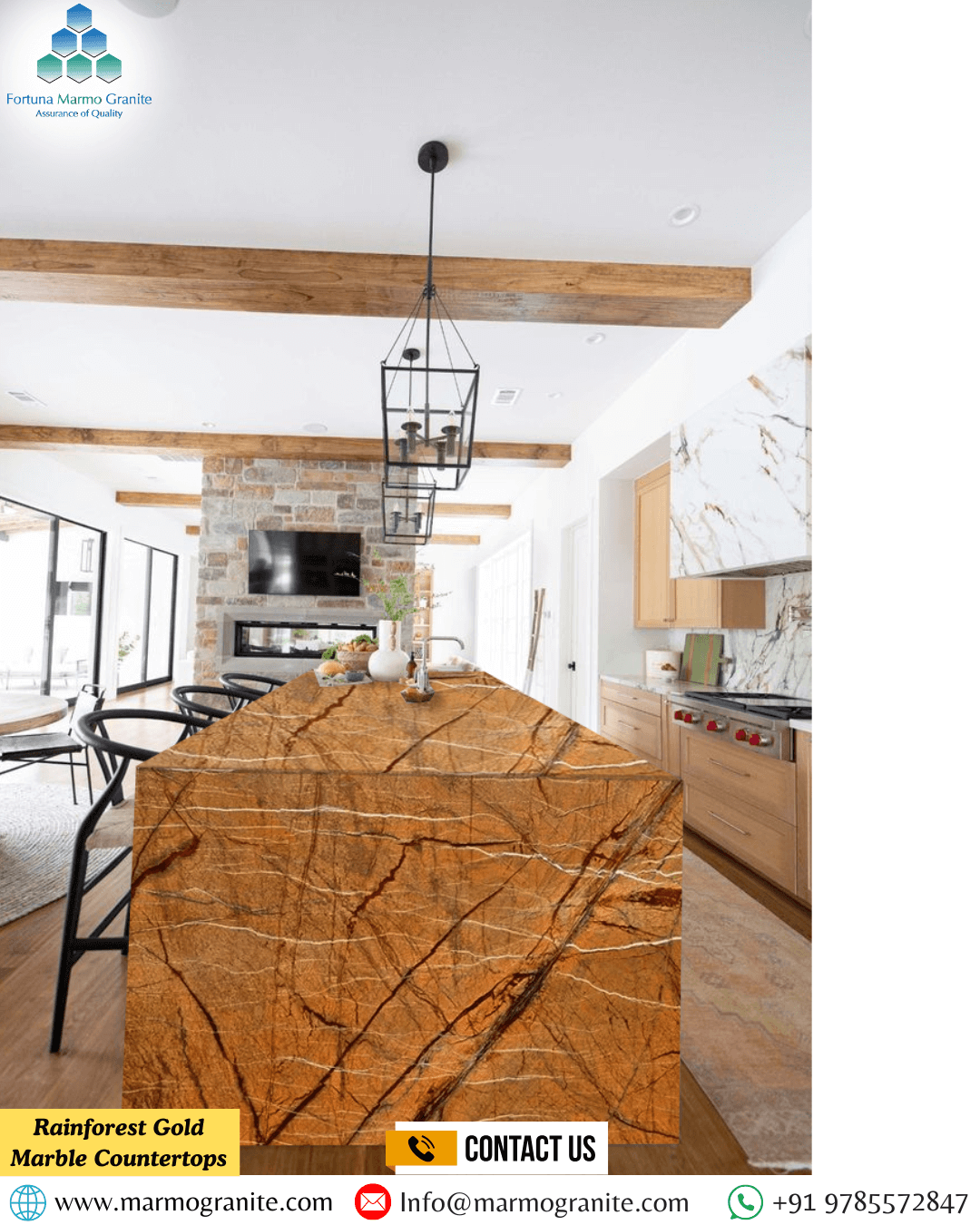 Rainforest Gold Marble Countertops