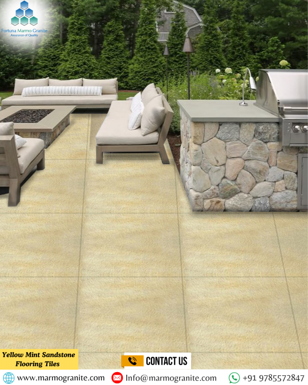 Yellow Mint Sandstone Flooring Tiles 