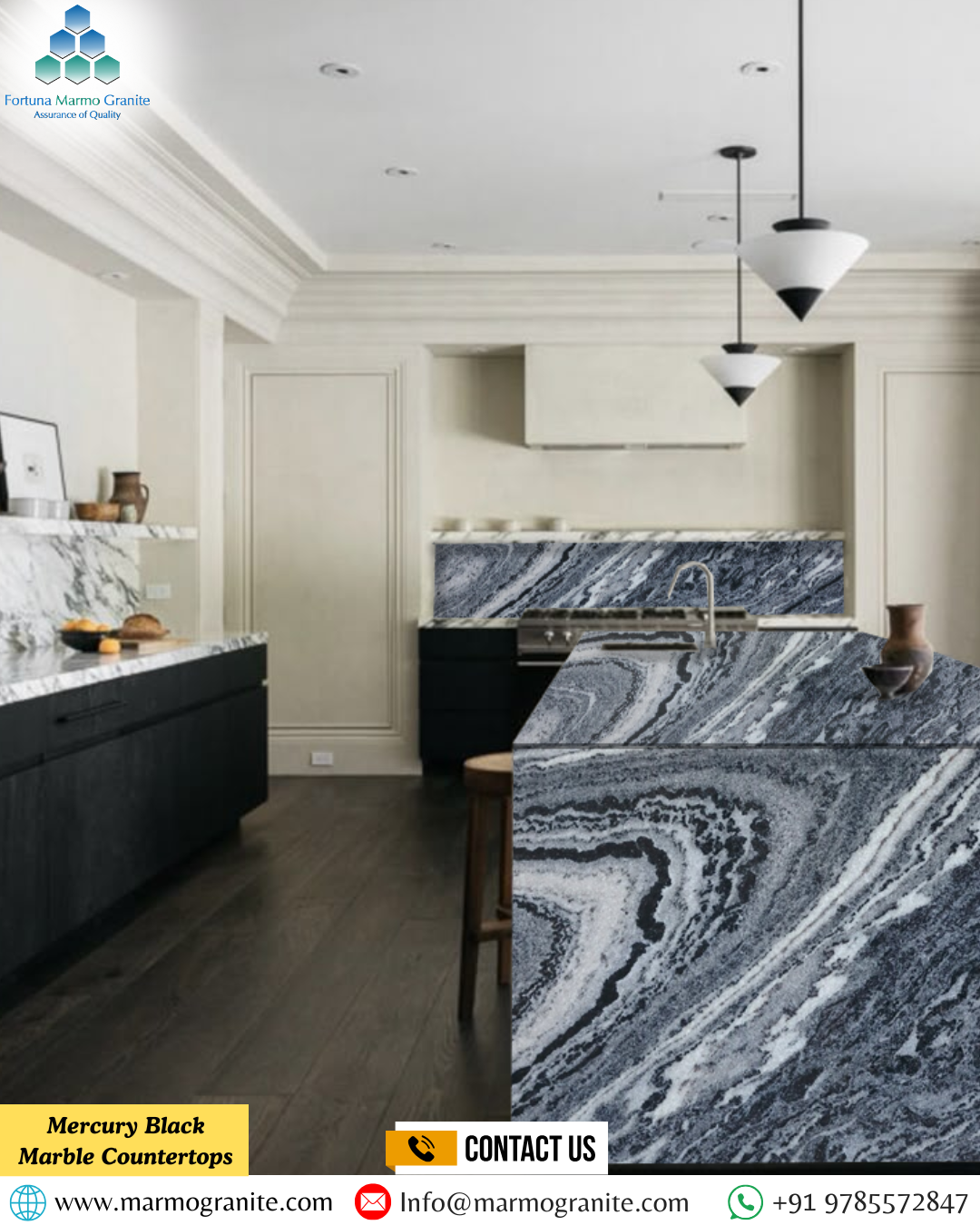 Mercury Black Marble Countertops