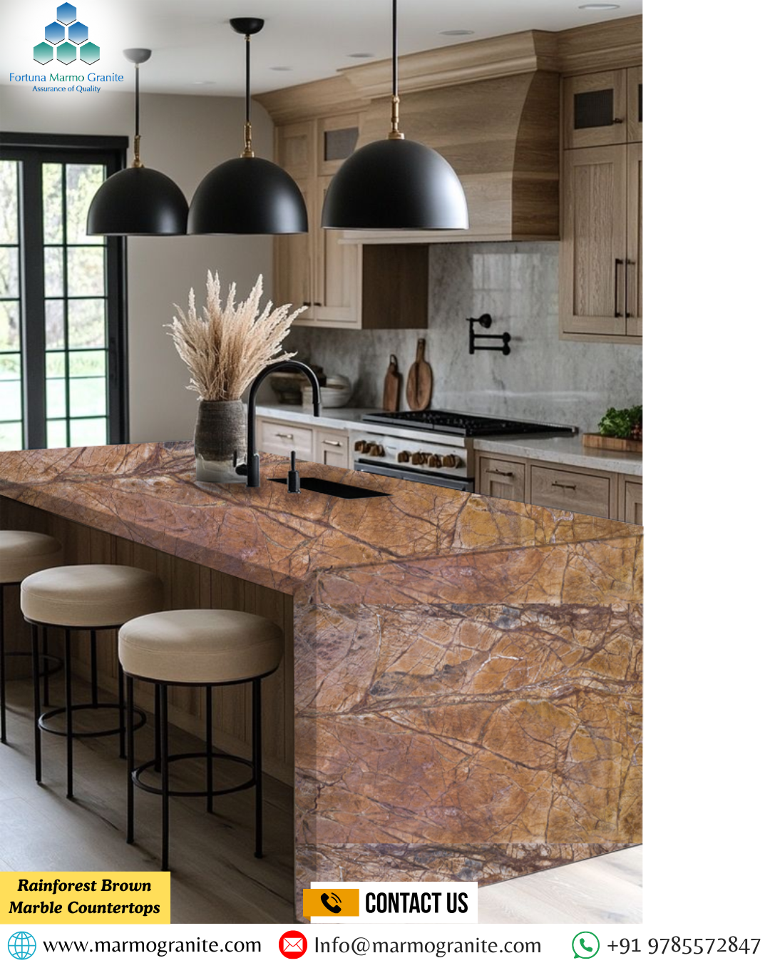 Rainforest Brown Marble Countertops