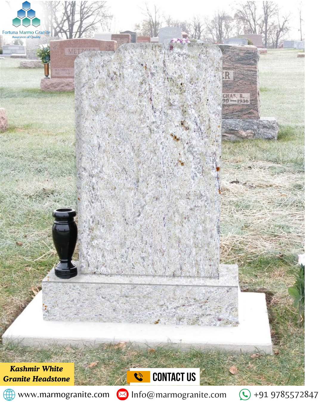 Kashmir White Granite Headstone