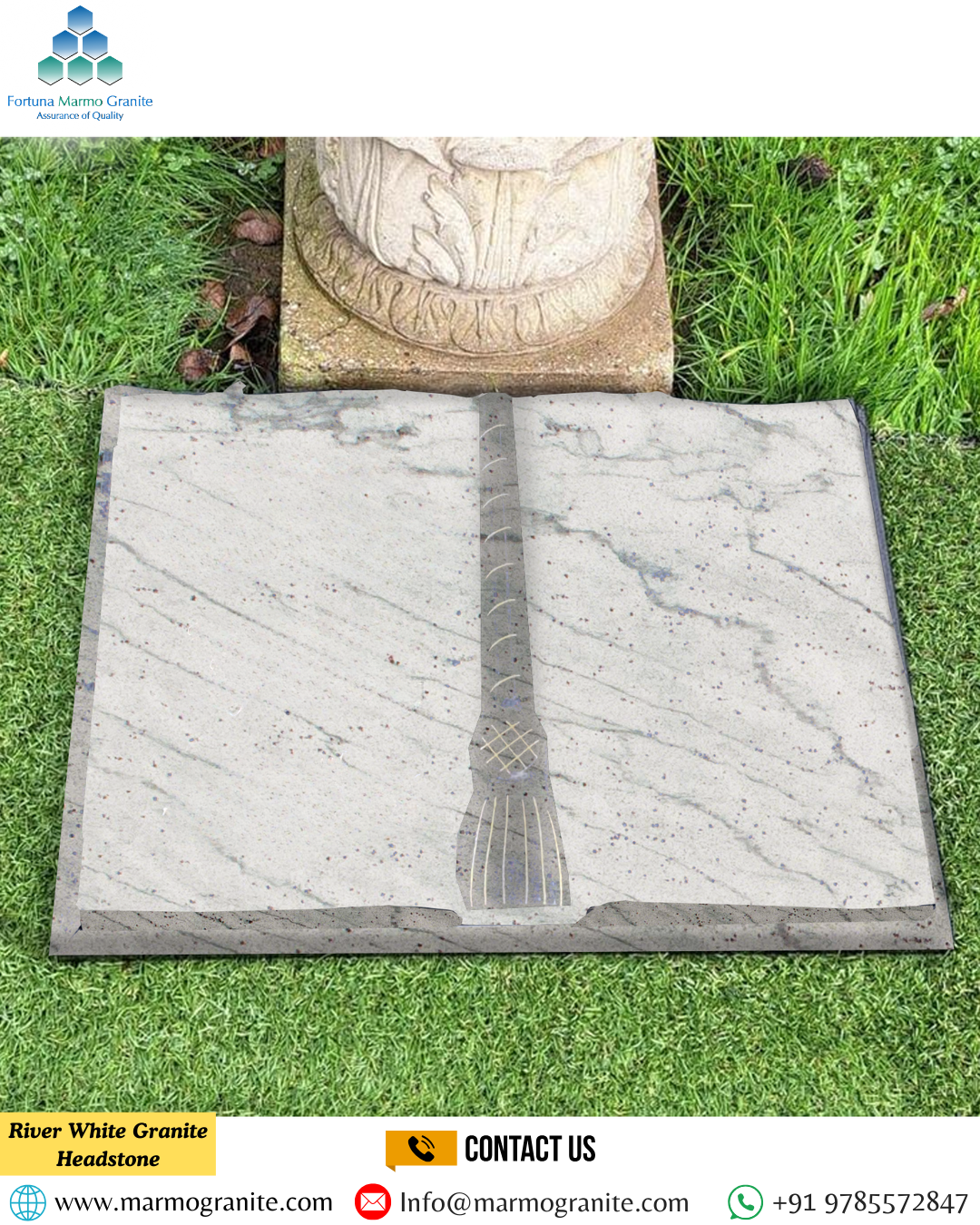 River White Granite Headstone