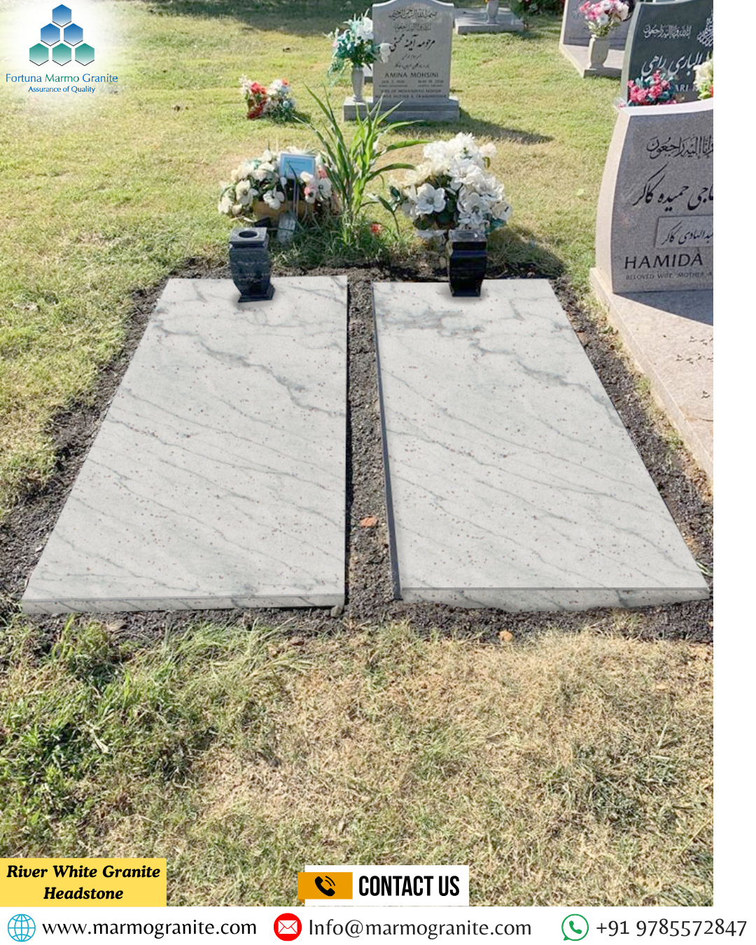 River White Granite Headstone