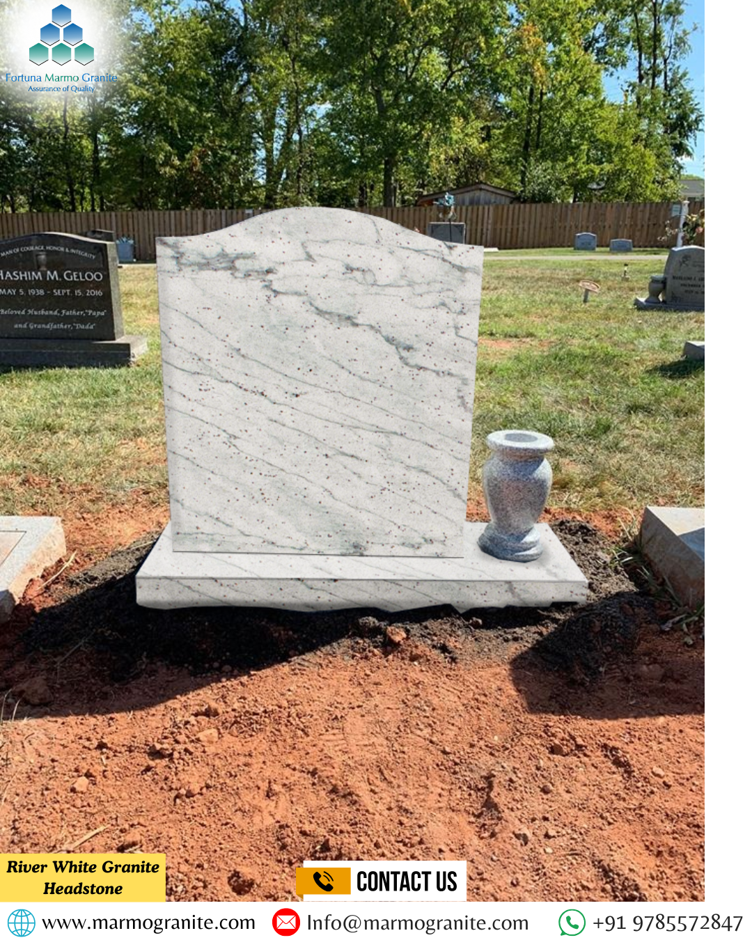 River White Granite Headstone