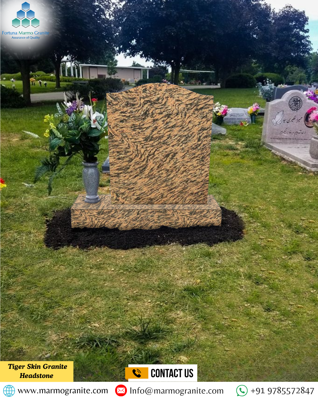 Tiger Skin Granite Headstone 