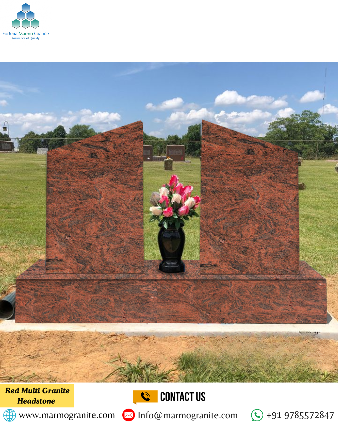 Red Multi Granite Headstone 