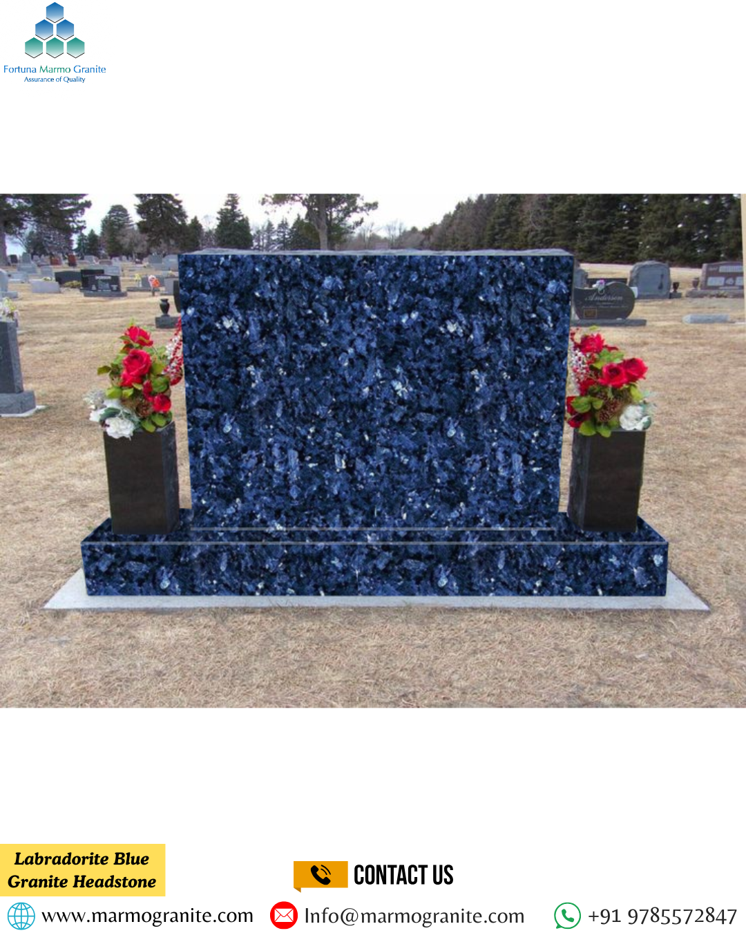 Labradorite Blue Granite Headstone