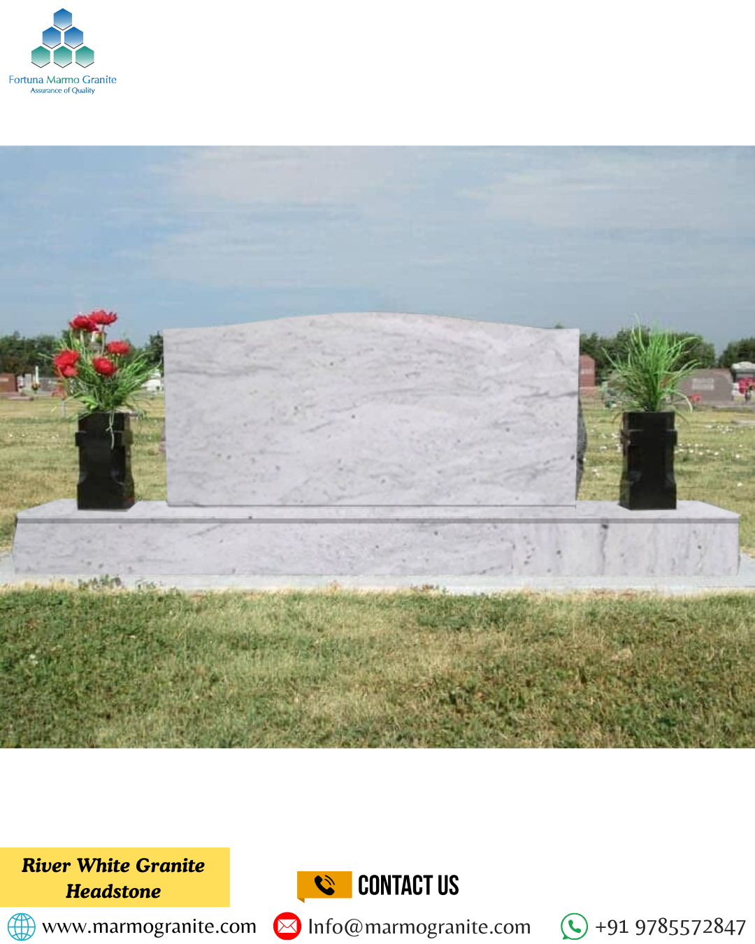River White Granite Headstone