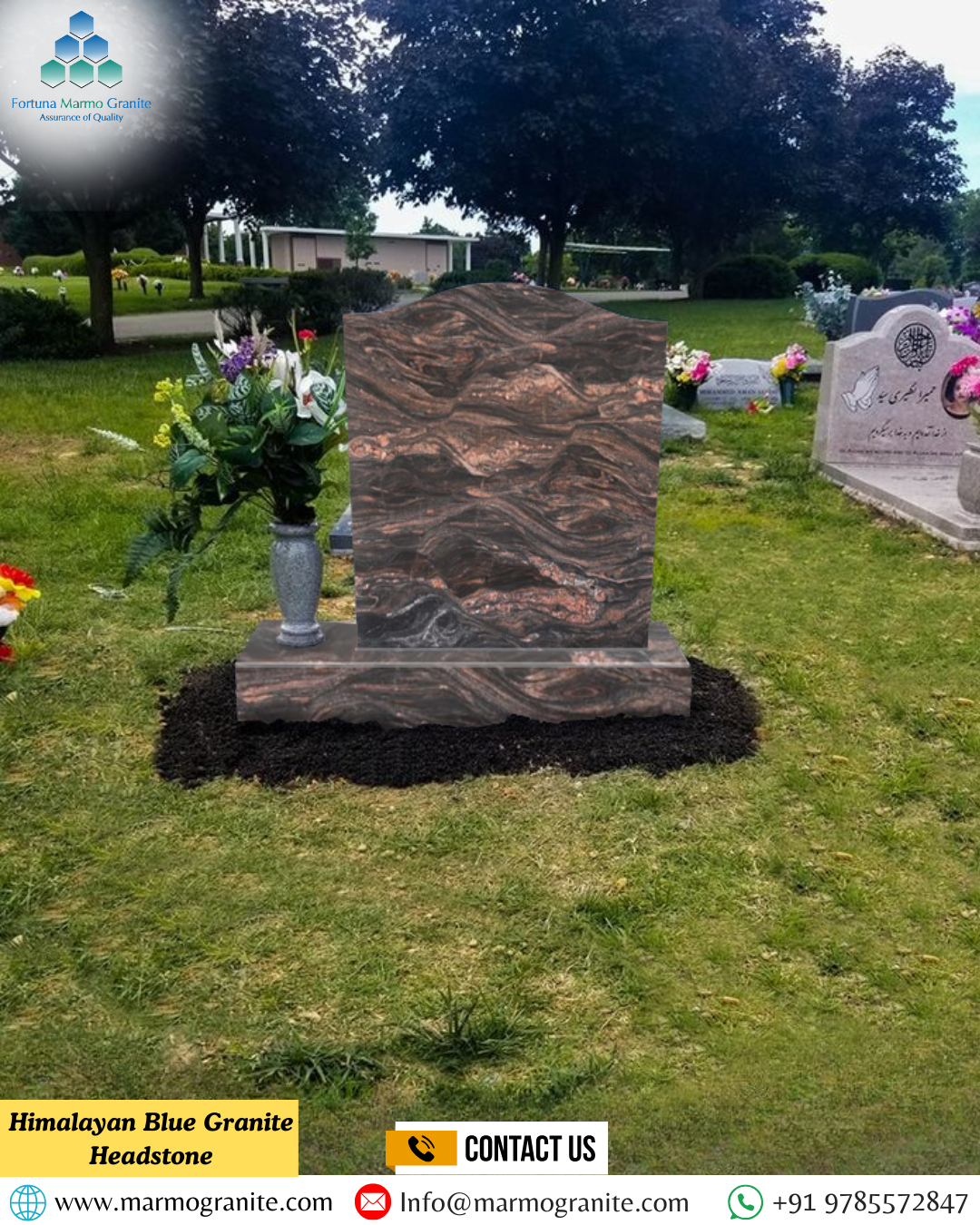 Himalayan Blue Granite Headstone