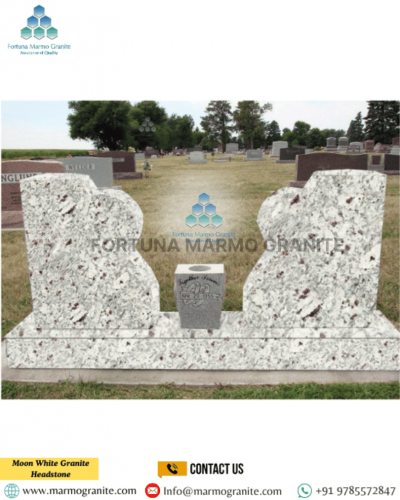 Moon White Granite Headstone