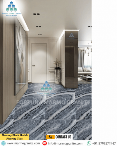 Mercury Black Marble Flooring Tiles