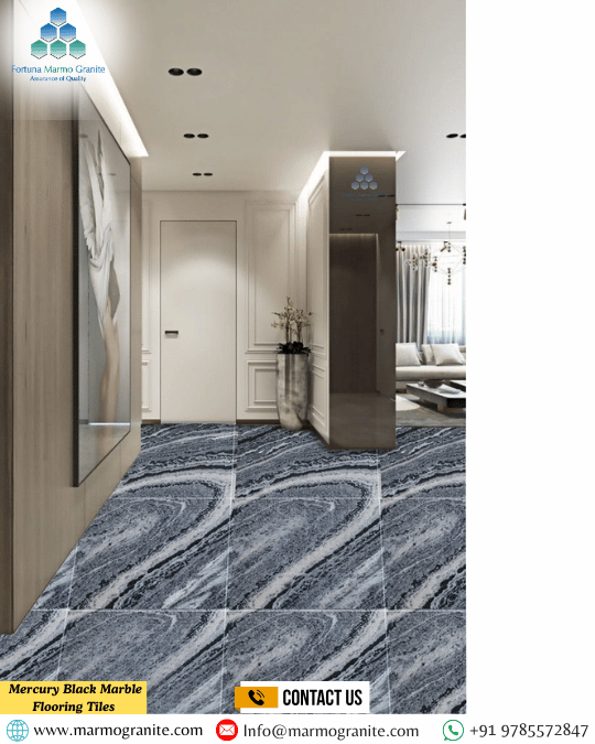 Mercury Black Marble Flooring Tiles