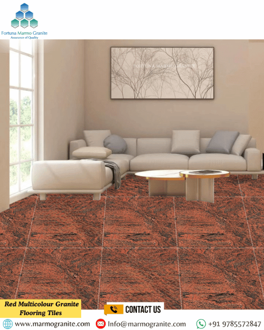 Red Multicolour Granite Flooring Tiles 