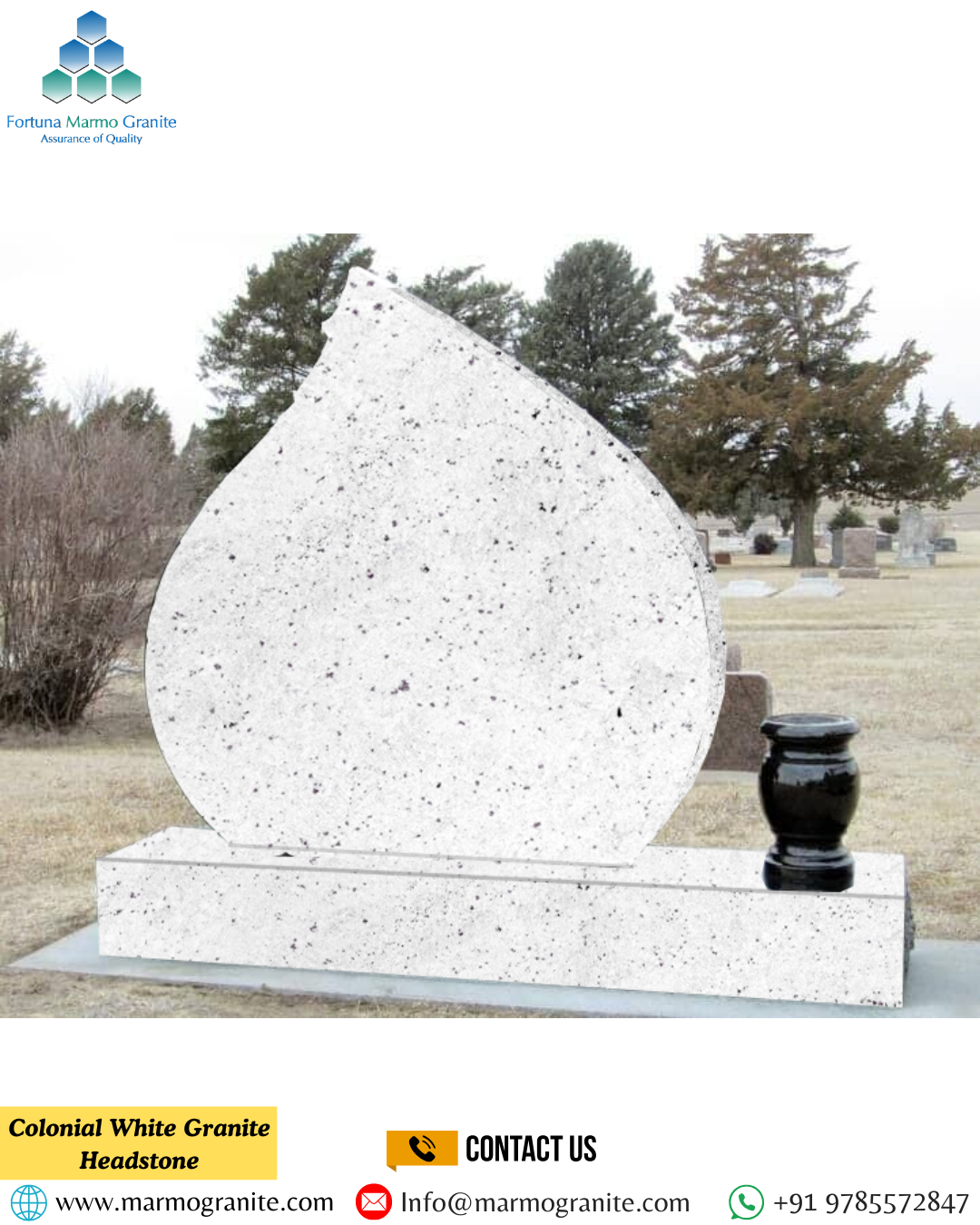 Colonial White Granite Headstone