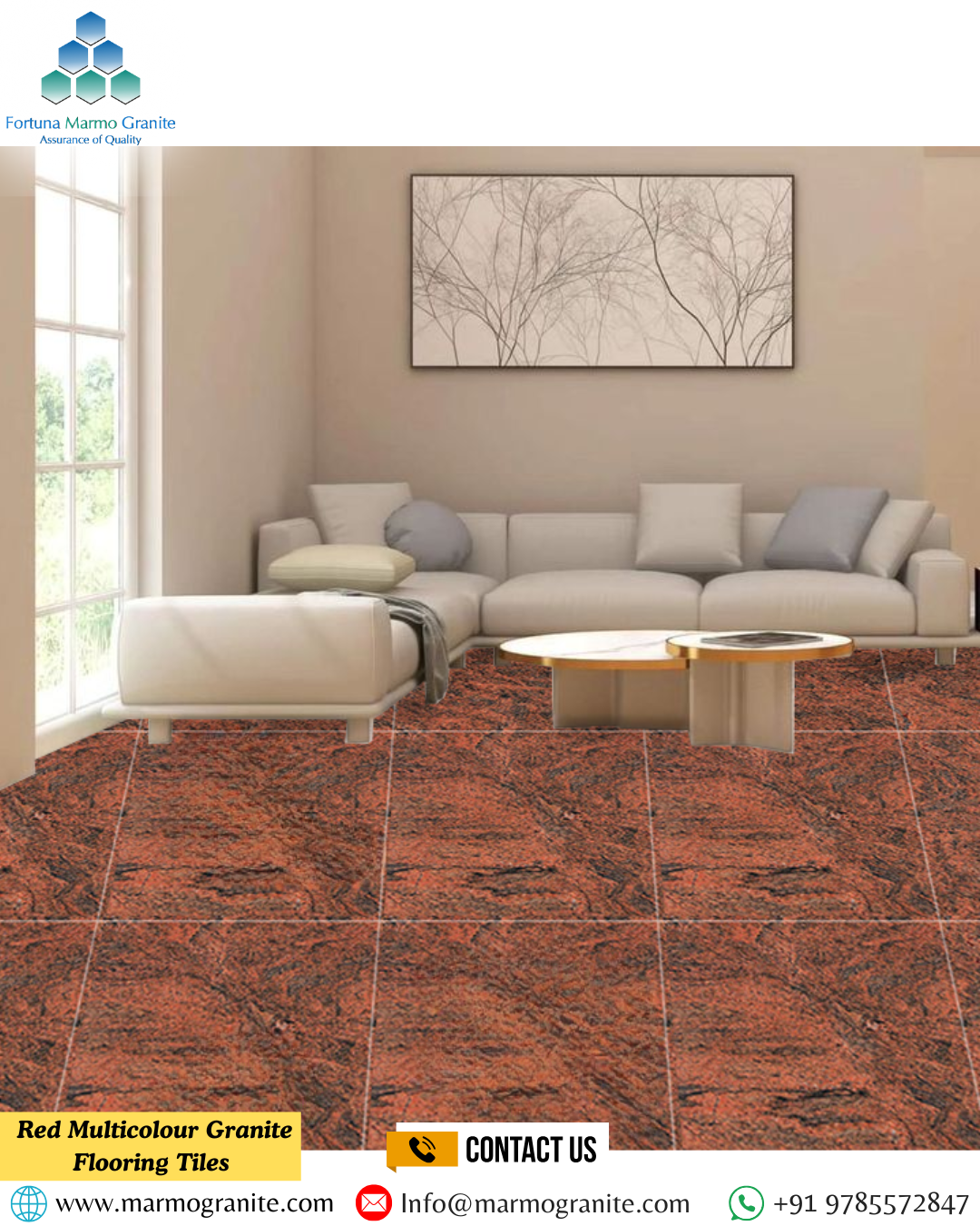 Red Multicolour Granite Flooring Tiles