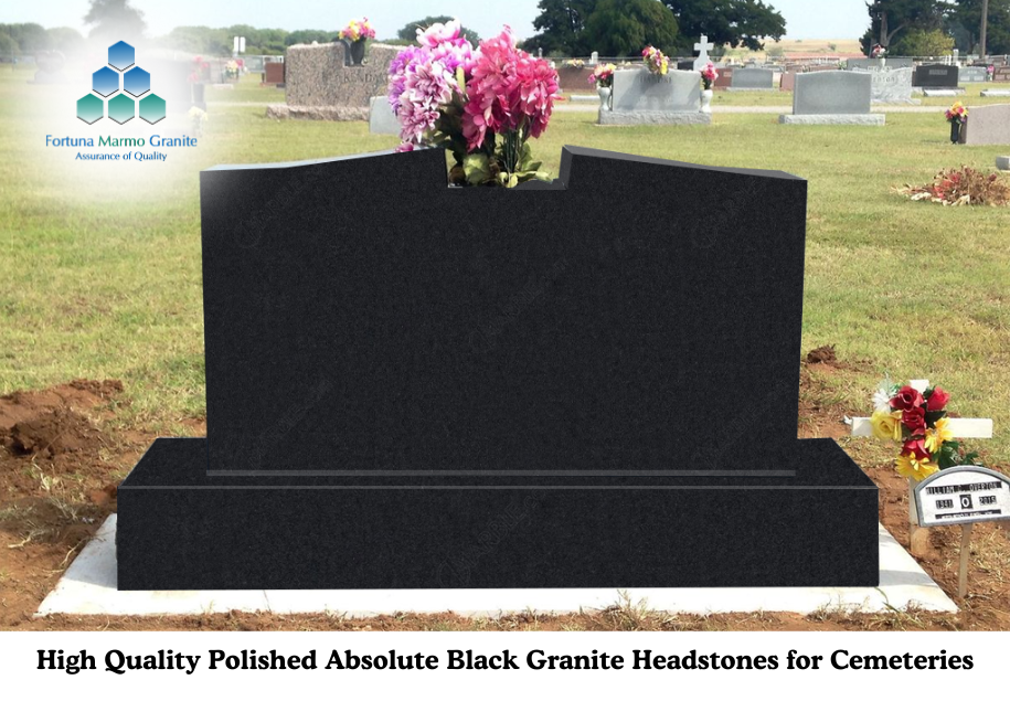High Quality Polished Absolute Black Granite Headstones for Cemeteries