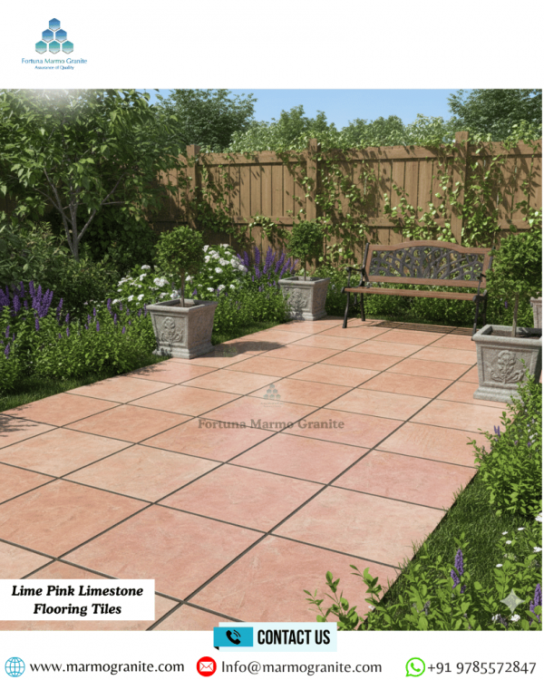 Lime Pink Limestone Flooring Tiles