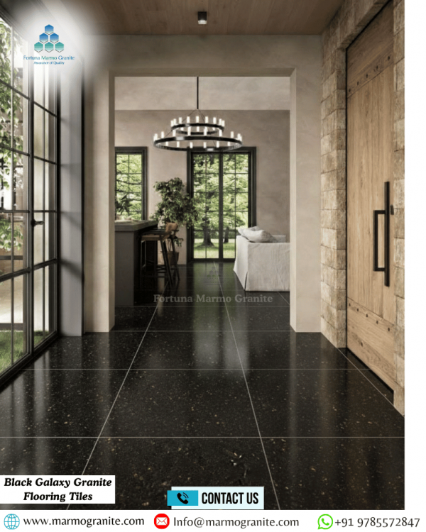 Black Galaxy Granite Flooring Tiles