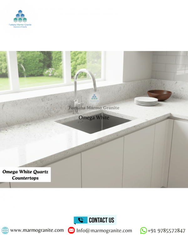 Omega White Quartz Countertops
