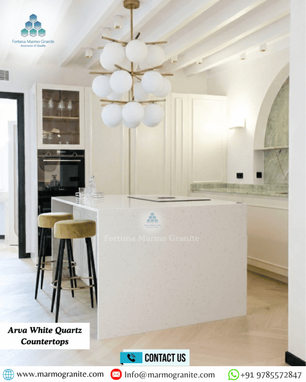 Arva White Quartz Countertops